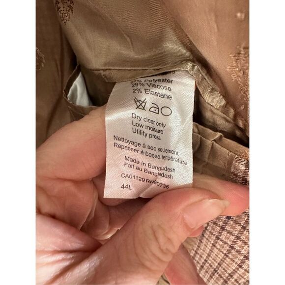Lauren Ralf Lauren tan houndstooth blazer 44L - Picture 7 of 8